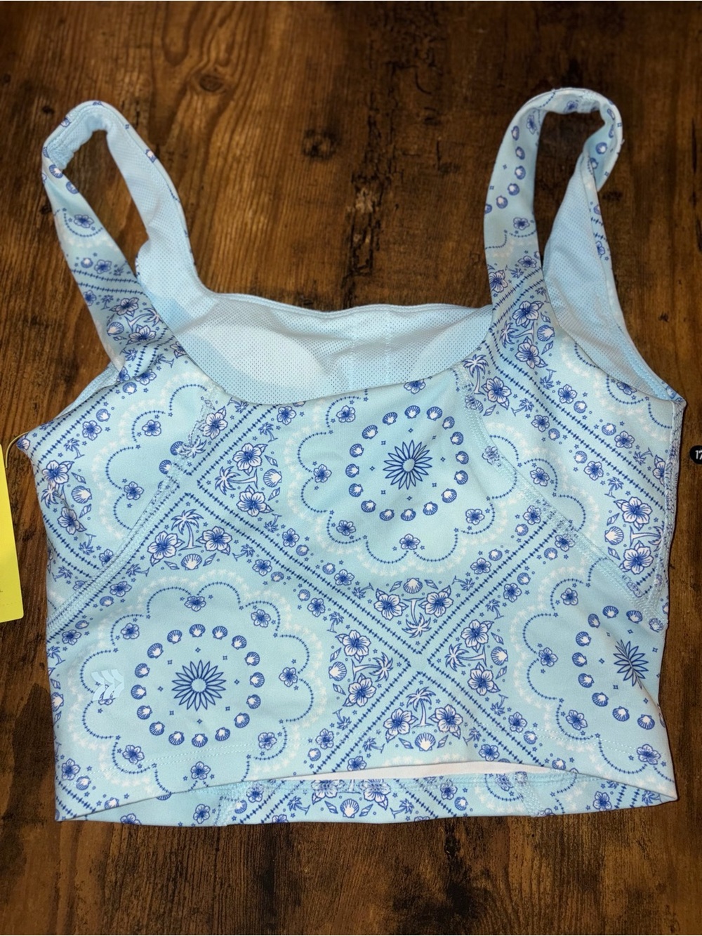 All In Motion Blue Patterned Square Neck Tank Top - Picture 4 of 4